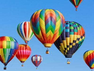 coloured hot air balloons in sky 